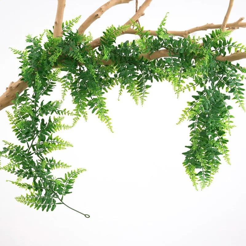 175cm/68.9in Artificial Plants Vines Fake Haing Plants Plastic Fern Leaves Wall Foliage Tropical Fern Plants for Home Garden