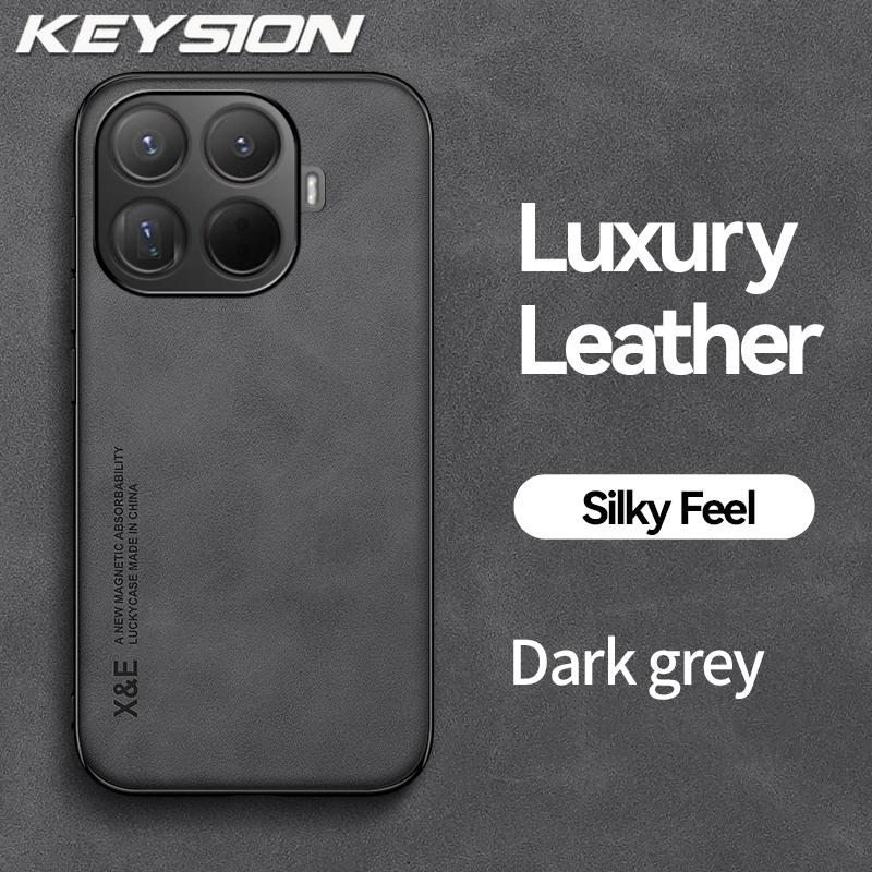 KEYSION Luxury Retro PU Leather Phone Case for Xiaomi 15T Pro Soft Silicone+PC Shockproof Phone Back Cover for Xiaomi 15T 15TPro