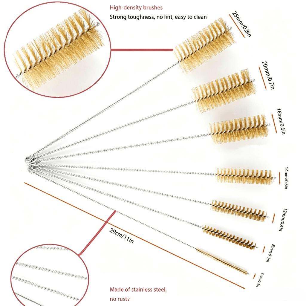 1pcs Copper Bristles Pipe Cleaner Brush Versatile Metal Wire Brush Flexible for Cylinder Bores Cleaning Accessories Reusable