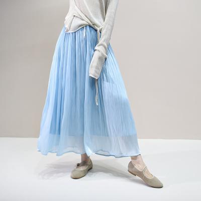 Faldas de Tul para Mujer con Cintura Alta Elástica, Plisadas, Fluidas, con Vuelo, Línea A, Largas, con Varios Niveles, Estilo Boho, para Playa, Falda Midi de Malla Plisada Fluida para Mujer