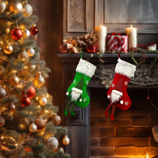 Vánoční punčocha Vločka Santa Claus Dekorace Netkané textilie Vánoční punčocha Slavnostní výšivka Dekorace