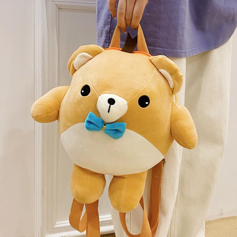 Bear Cartoon Backpack Plush Large Capacity Embroidered Shoulder Students Bag