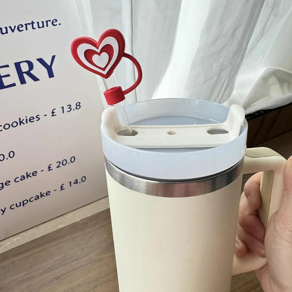 Dust-Proof Straw Toppers Silicone Straw Tip Cup Accessories Hearts Straw Cover Wedding Party
