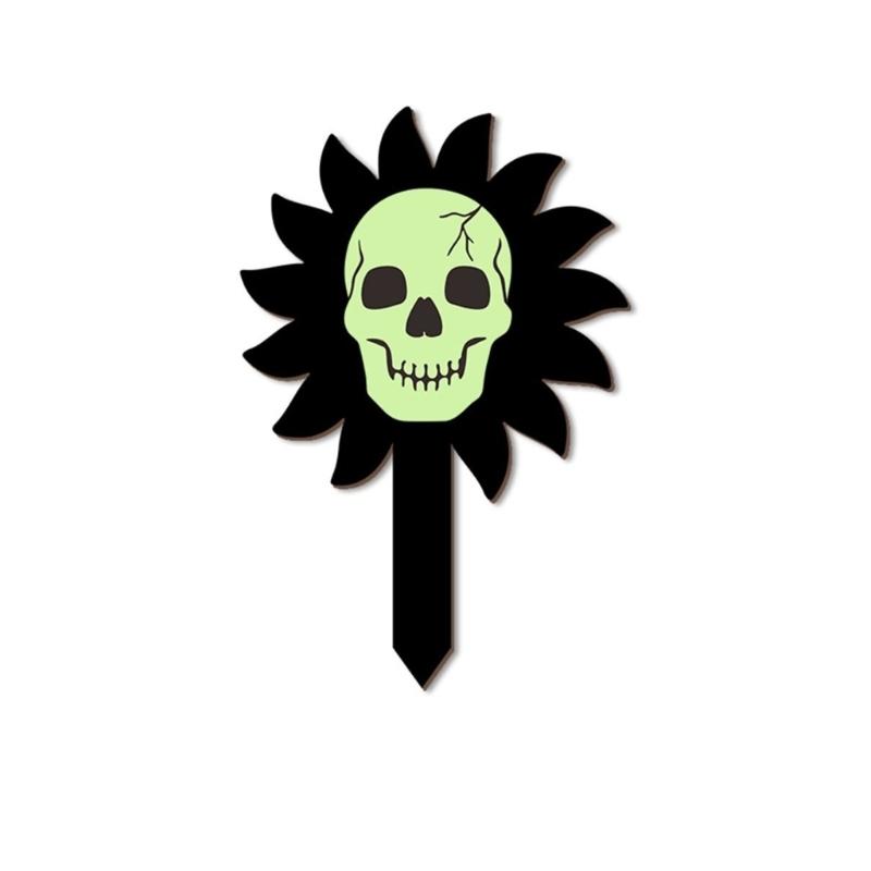 

Wooden Halloweens Lawn Stake Glowing Skull Garden Marker for Outdoor Decoration and Nighttimes Illuminations 1