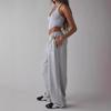 Womens Relaxed Fit Straight Leg Trousers With Embroidery Detail Pink Casual Workwear Pants