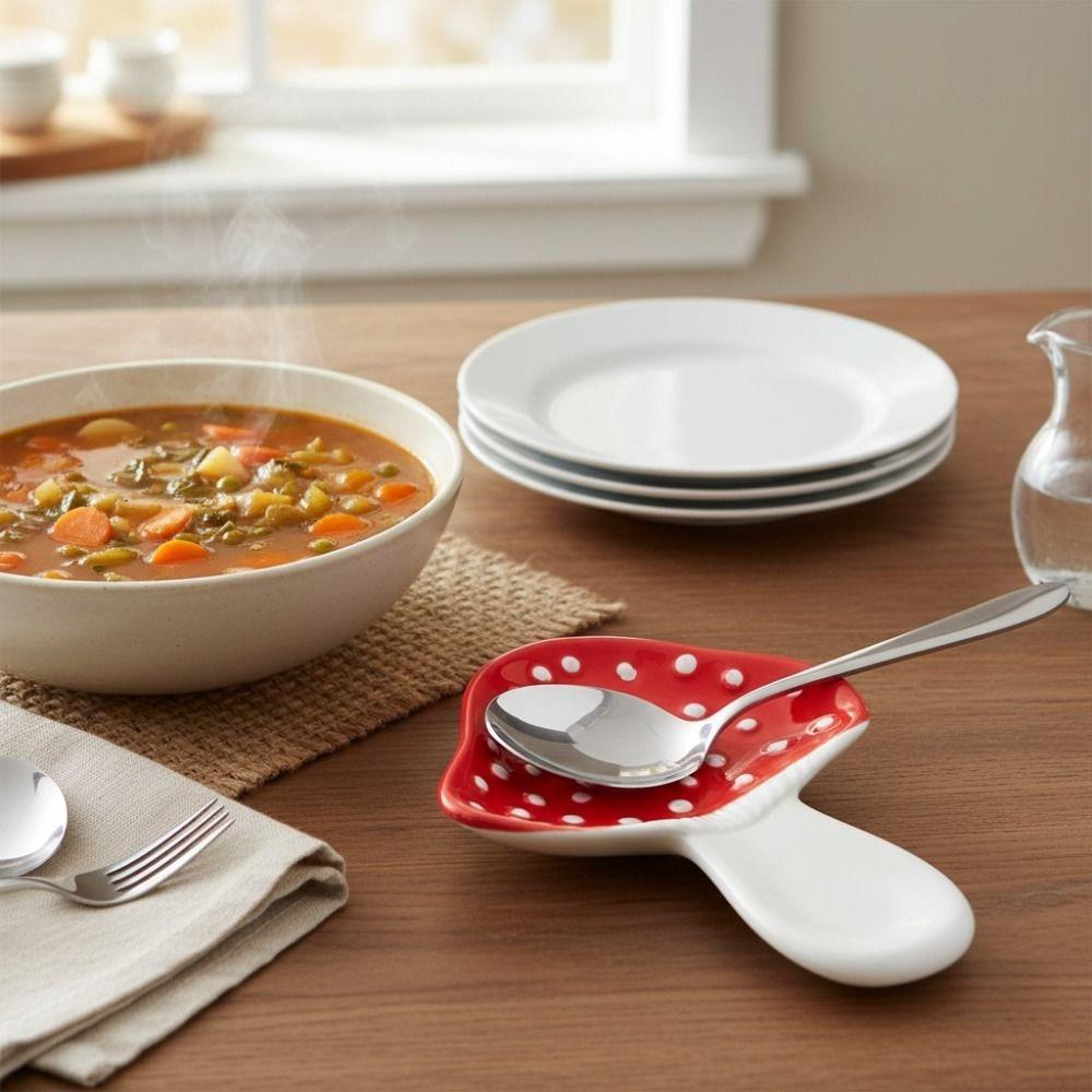 Kitchen Utensils Accessory Ceramic Mushroom Spoon Holder Cartoon Large Size Spatula Holder Heat-resistant Chopstick Rest Gift