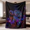 1pc Cozy Turtle-Themed Flannel Throw Blanket | Soft, Warm, and Versatile for Couch, Bed, Office, and Travel, Floral Turtle Design, Polyester, All Seas