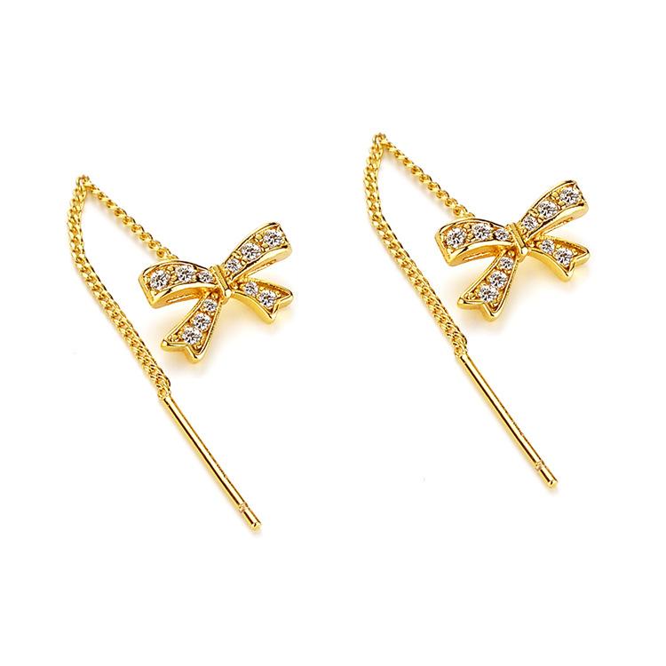 Stilvolle, Schlichte und Süße Zirkon Schleifenohrringe, Quaste, Leichte Luxus Nischendesign Ohrringe