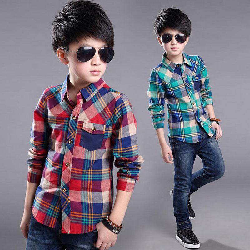 Frühling Baumwolle Kinder Kleidung Mode Casual Hübsches Hemd für Kinder Blusen Jungen Plaid Langarm Kleid Shirts