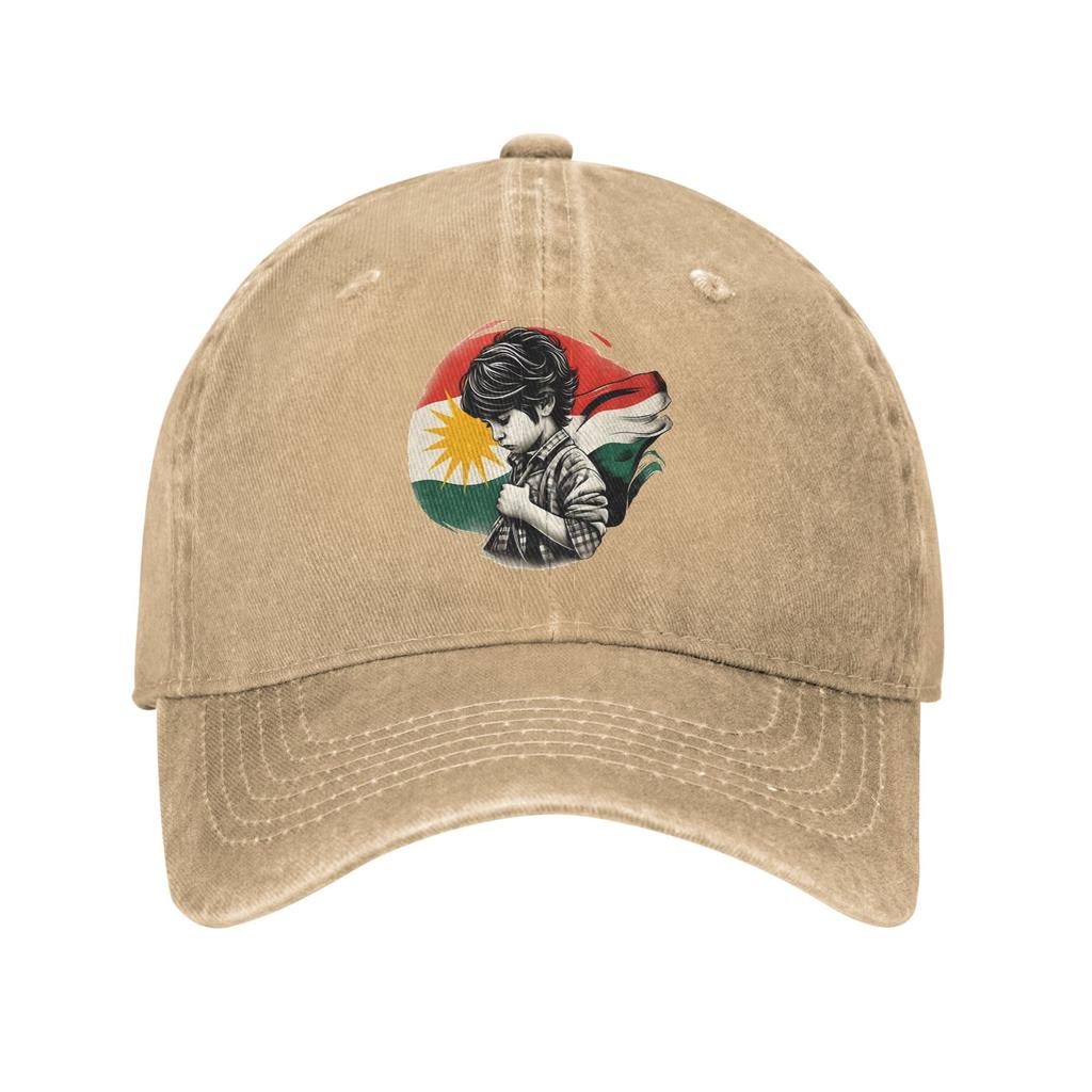 Kurdistan Flag Sun Baseball Cap Streetwear Men Adult Washed Trucker Hat Sun-Proof Custom Tennis Skate Cap Birthday Present
