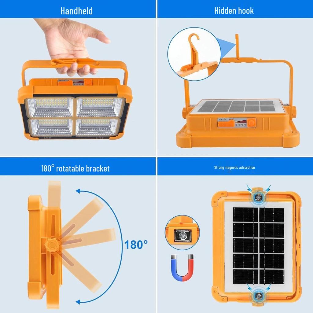 Ultra-Bright Solar Handheld Lantern: Rechargeable Emergency Outdoor Camping and Yard Floodlight