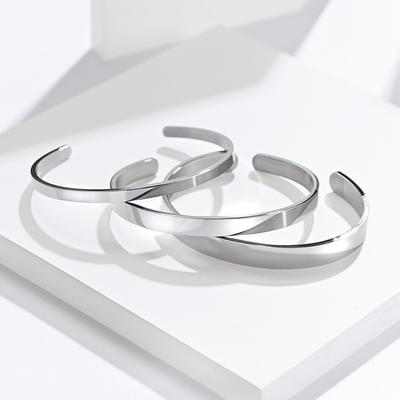 Bracelet Ouvert Unisexe Simple Surface Lisse 4MM 6MM 8MM Acier Titane Bracelet Gravure Laser