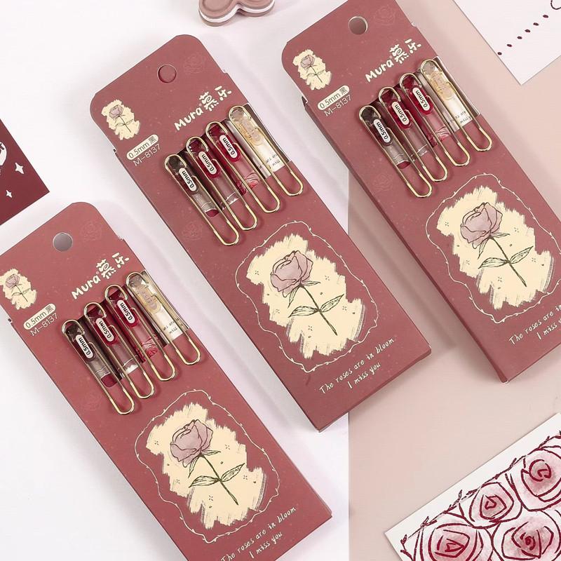 4 Penne Gel 0.5mm Asciugatura Rapida - Con Stampa Farfalla, Per Scuola, Ufficio, Journaling - Foto 3