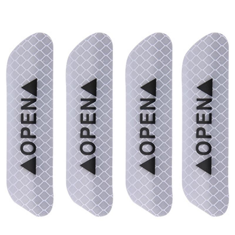 4Pcs Reflective Car Door Sticker Safety Opening Warning Reflector Tape Decal Auto Car Accessories Exterior Interior Reflector