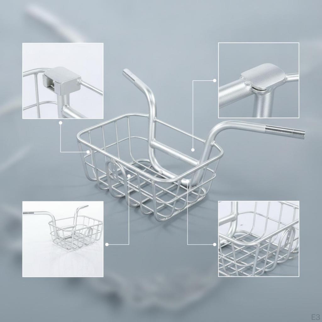 Cycle Front Basket Aluminum Handlebar WireFrame for Commuters, Daily Commuting, Errands Black