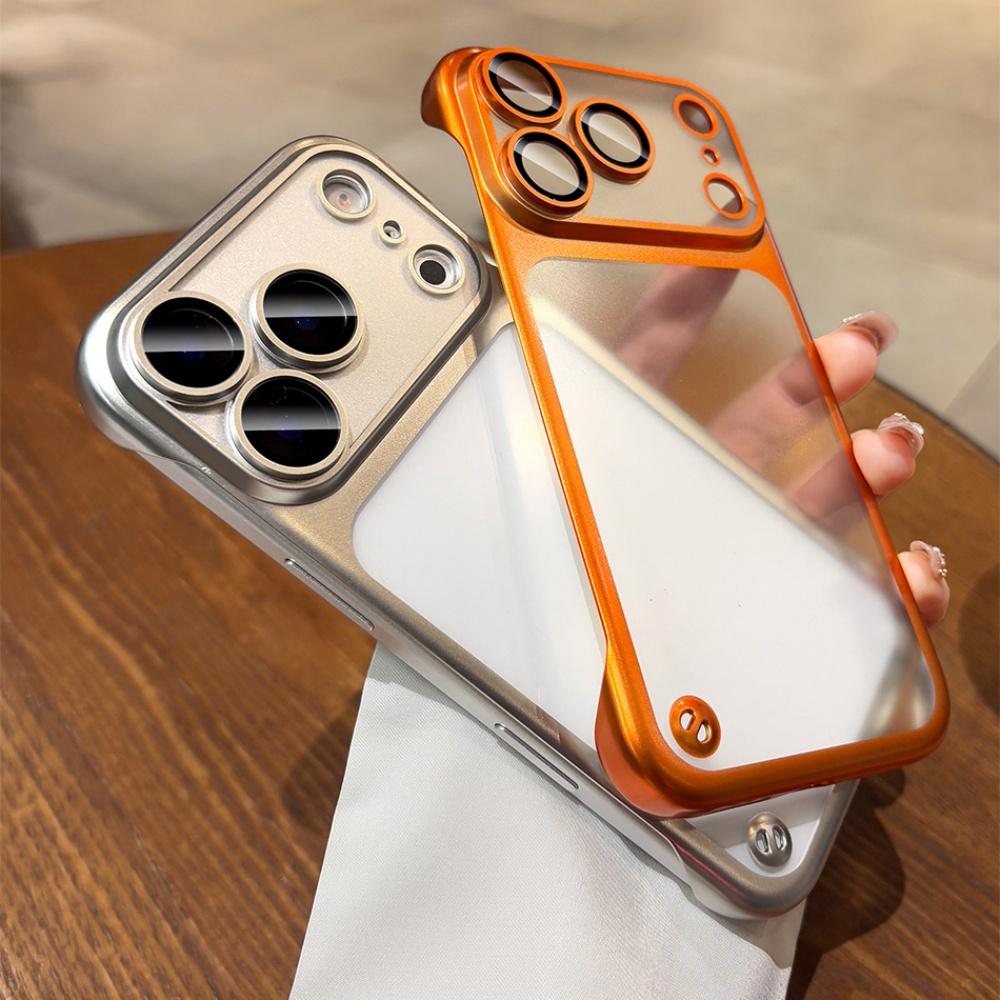 Borderless Phone Case for iPhone 17 15 14 13 Pro Max Matte Plating Frameless Large Window Funda for iPhone Air 17 16 Pro