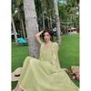 French halter lotus leaf streamer suspender dress women's summer vacation style sexy gentle lazy skirt