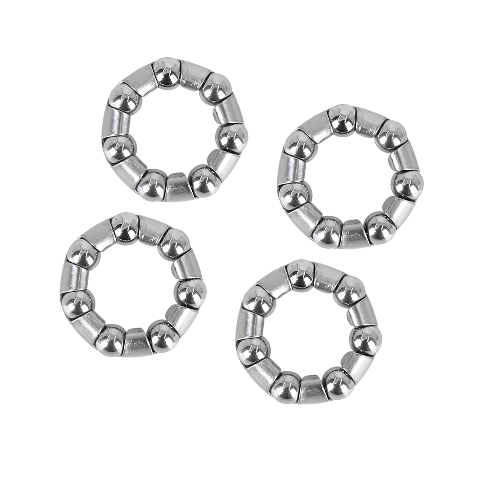 ACROPIX Wheel Bearing Retainer, Retainer Crank Bearing 7 Ball Bearings for Bicycle Universal 20.5mm Silver Tone 4pcs