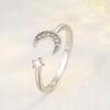 Silver Women's Adjustable Ring Universal Gift Moon Star