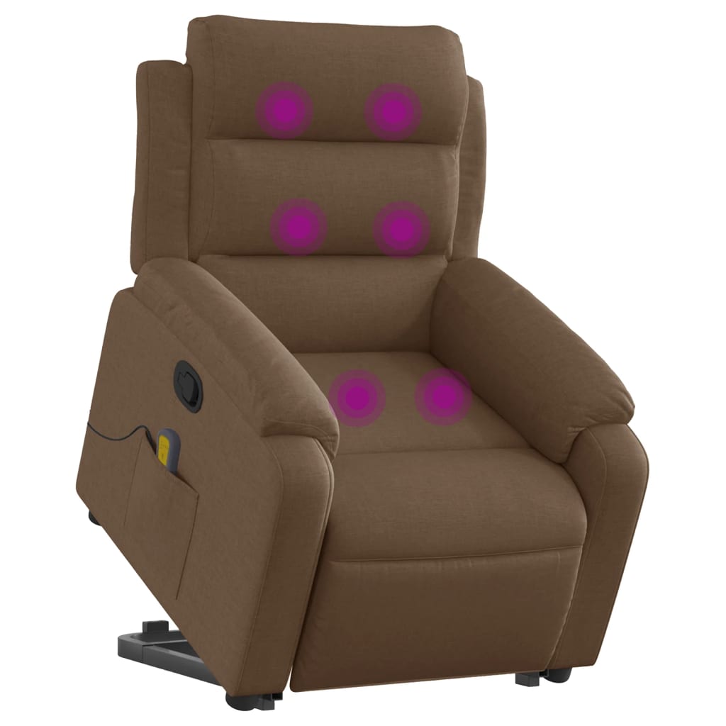 Recliner Chair with Lift Assistance Brown Fabric