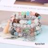 Bohemian Beaded Bracelet Set, Women's Stackable Stretch Bracelets with Tassel & Wing Charm