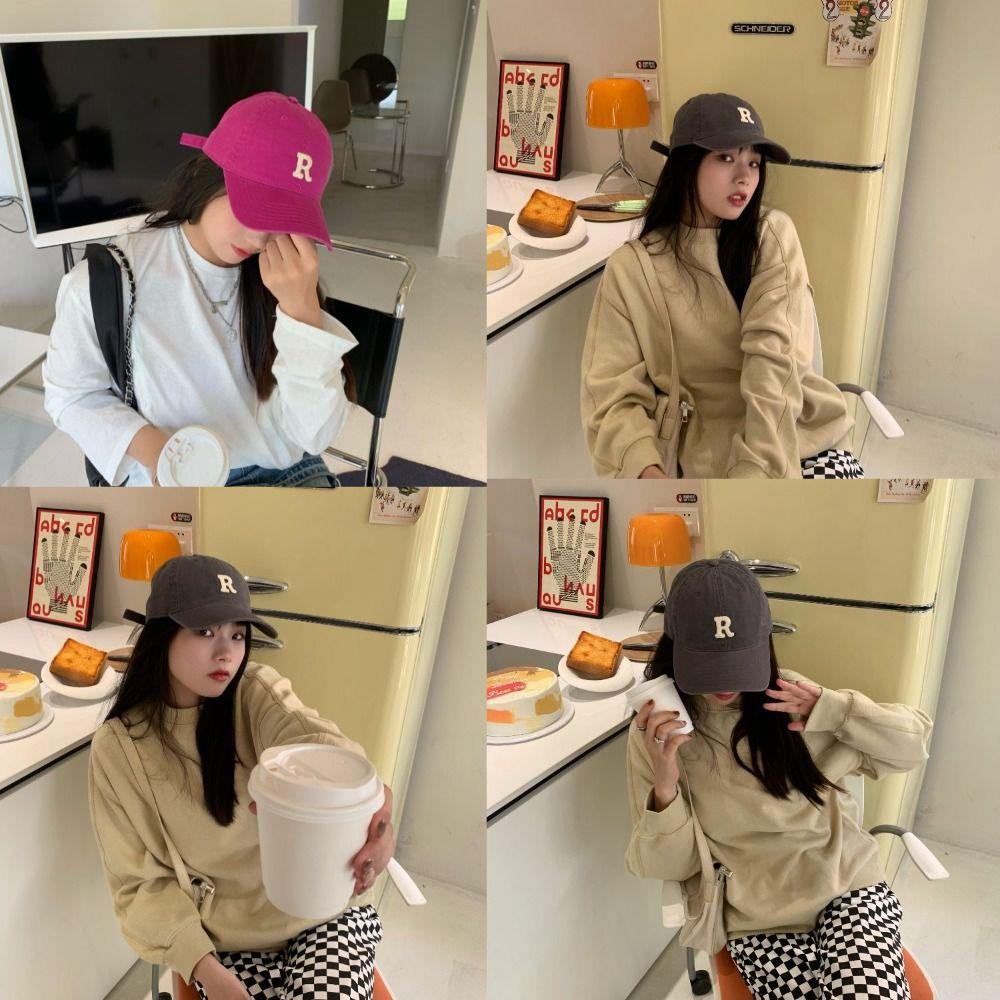 Embroidered Embroidery Baseball Cap Retro Sun Hat Simple Letter Baseball Hat  Cycling
