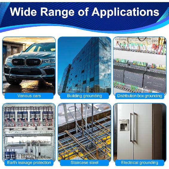 12 Pcs Universal Automotive Ground Straps, 10/15/20 Inch Engine Ground Strap Kit With Ring Terminals, Braided Copper Tinned Copper Engine Grounding