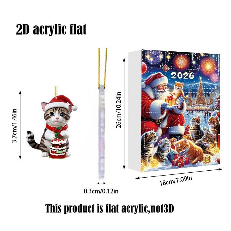 Christmas Countdown Advent Calendar Cat Blind Box Acrylic Ornament Festive Tree Decor