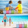 Netz-Strandtasche für Kinder Spielzeug-Organizer Netz Reißverschluss Verstellbarer Schultergurt Aufbewahrungstasche Kinder Muschelsammel-Tasche Runder Eimer