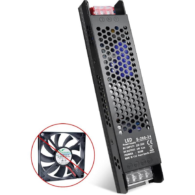 inShareplus DC 24V 8.5A 200W Switching Power Supply, AC 110~250V to 24 Volt Universal DC Transformer Driver, LED Power Supply, Converter Adapter for