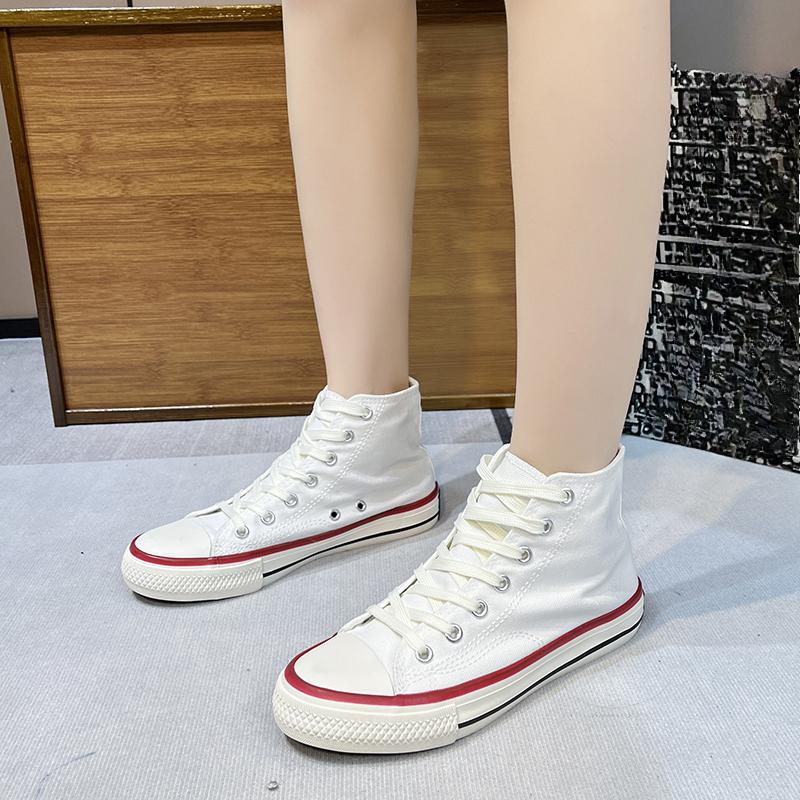 Women's Fashion 2025 Vulcanized Shoes Woman Sneakers New Rainbow Retro Canvas Shoes Flat Fashion Comfortable High Shoes Women