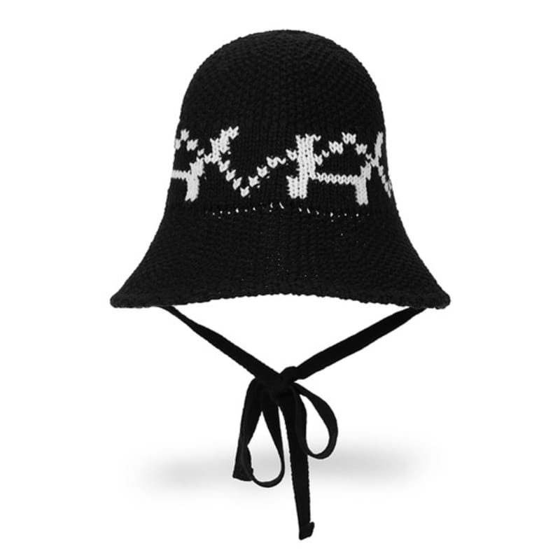 VARZAR VA Digital Logo Cozy Knit Bonnet Hat Black/White