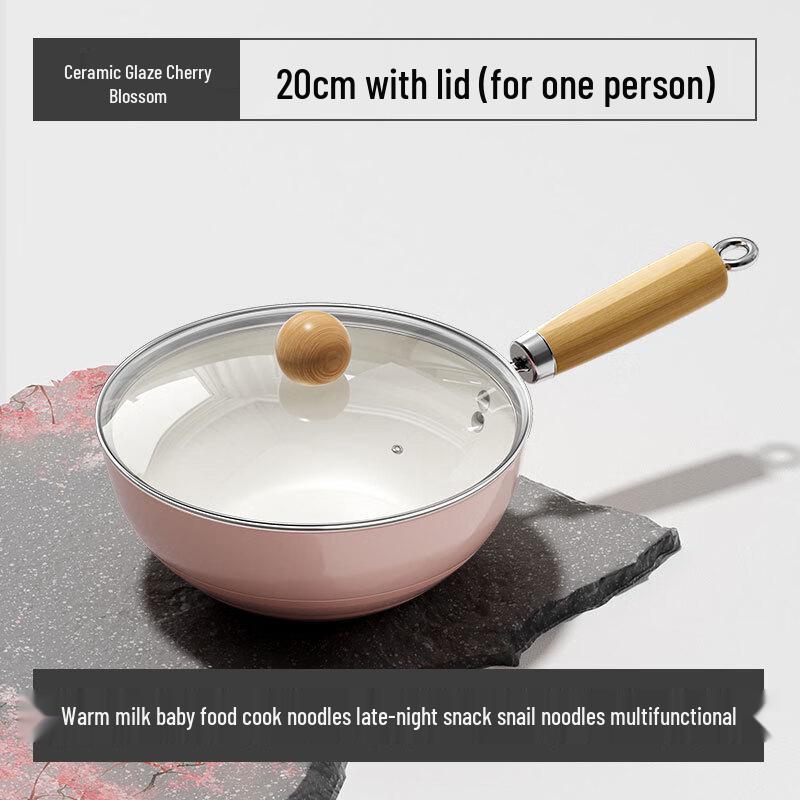 ZISIZ Ceramic Non-stick Wok with Tempered Lid