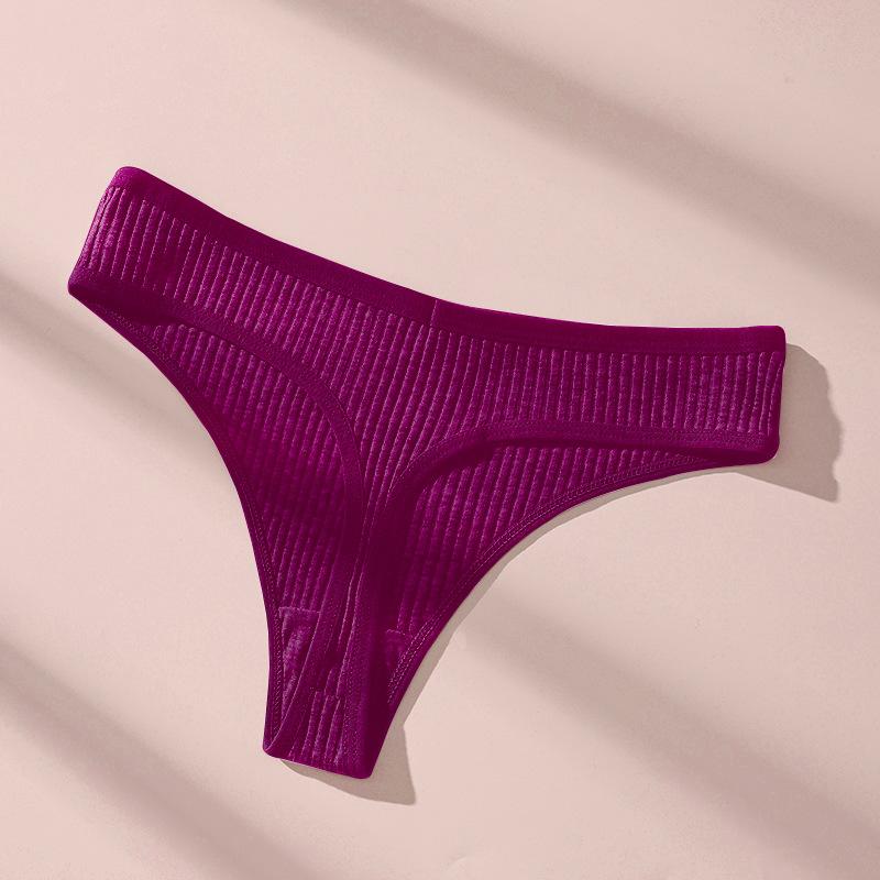 Sexy Low-Rise Thong Ribbed Women'S Panties Briefs T-Pants Yoga Fitness
