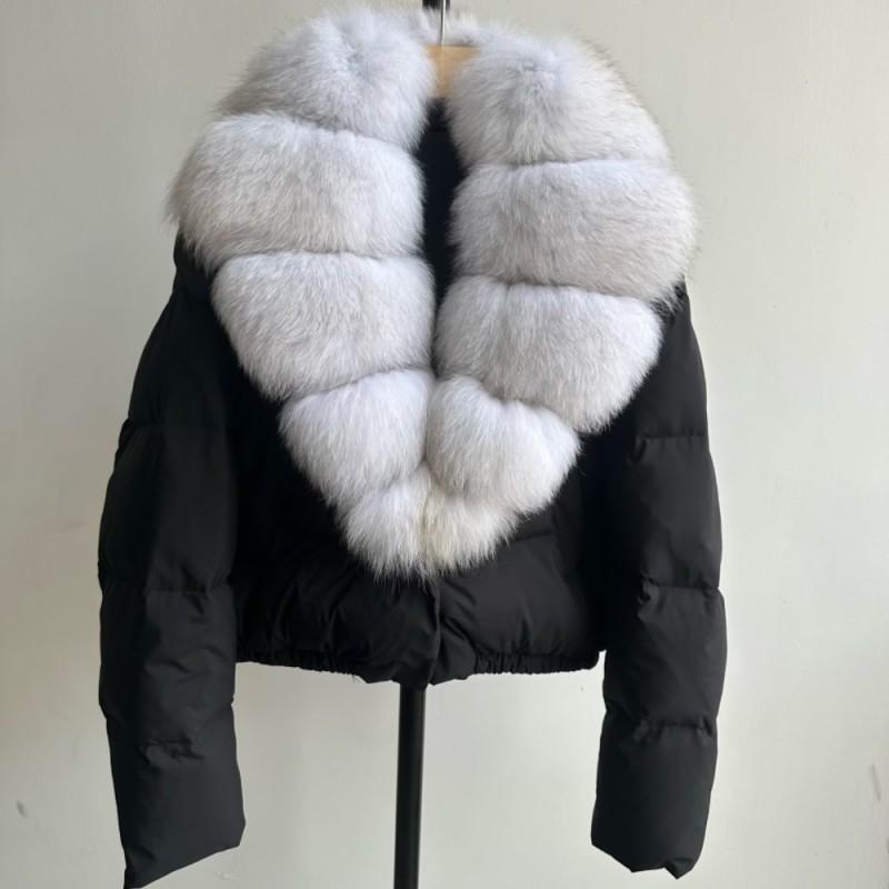 Womens Short Warm Puffer Coat With Real Fox Fur Collar Lightweight Down Jacket Winter Urban Commute