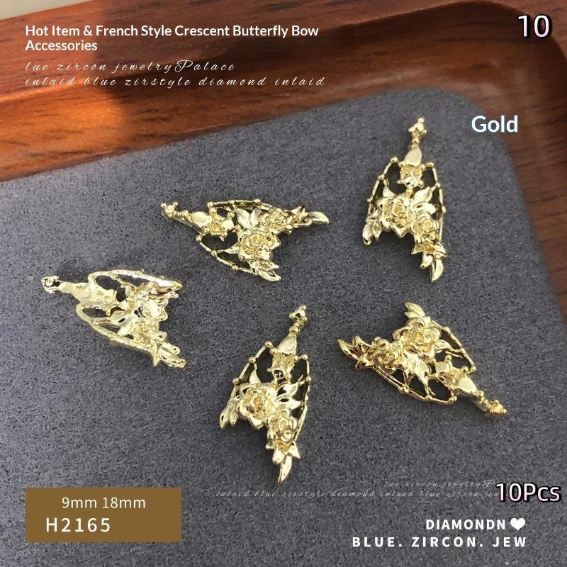 

10Pcs Alloy Flower Butterfly Ornament Nail Rhinestones Nail Jewelry Nail Art Charms DIY Nail Decoration Manicure Accessories