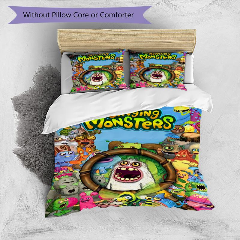 3pcs My Singing Monsters1 Pattern Bedding Set Duvet Cover Set Includes Duvet Cover &pillowcases, Perfect All Season Bedroom Decoration & Gift