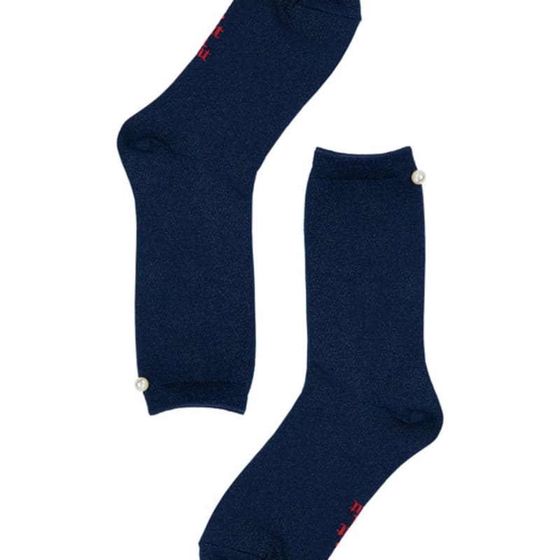 MONTH IN MONTH OUT Pit a Pat Glitter Socks _ NAVY