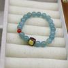 2025 Stylish Blue Jade & Nanhong Sandalwood Inscribed Beaded Bracelet for Women