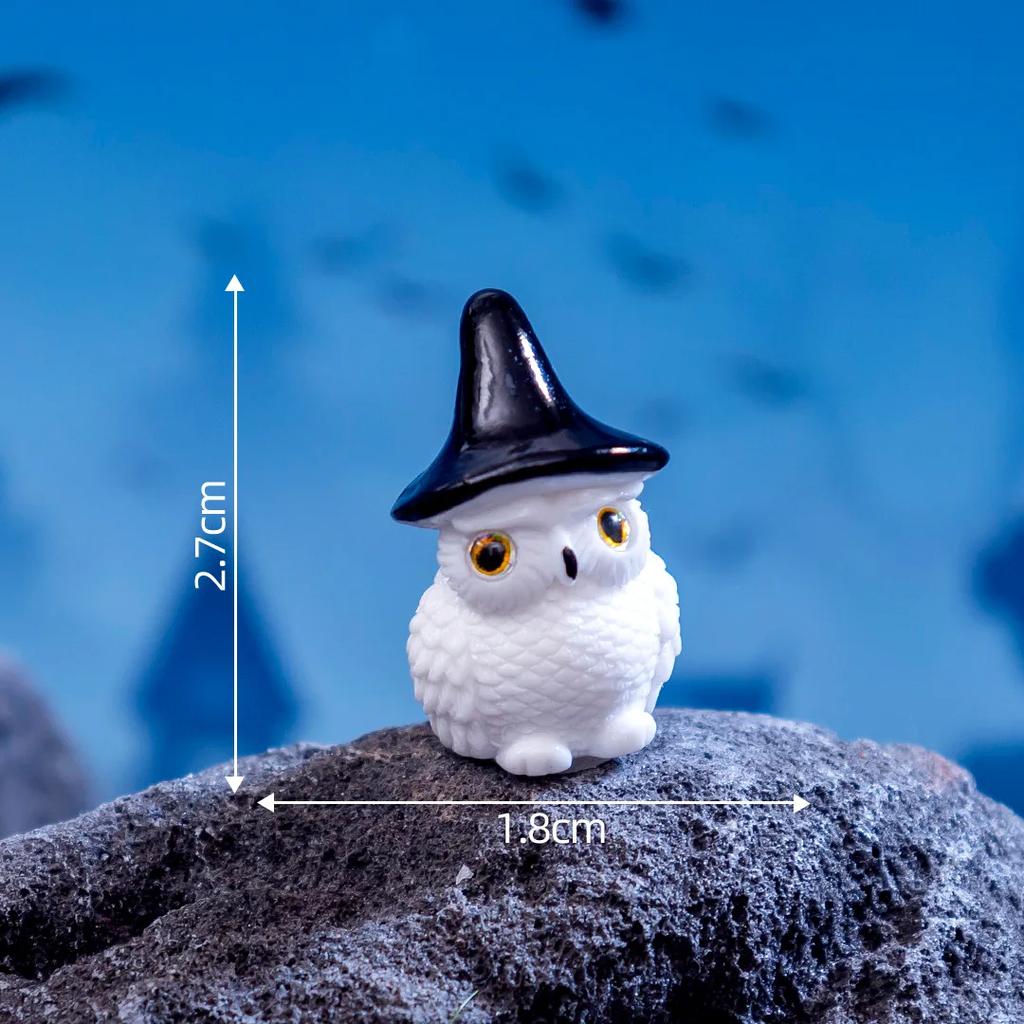 12PC Halloween Ornament Cartoon Witch Ghost Pumpkin Figurine Micro Landscape Dollhouse Model Car Interior Desktop Decoration