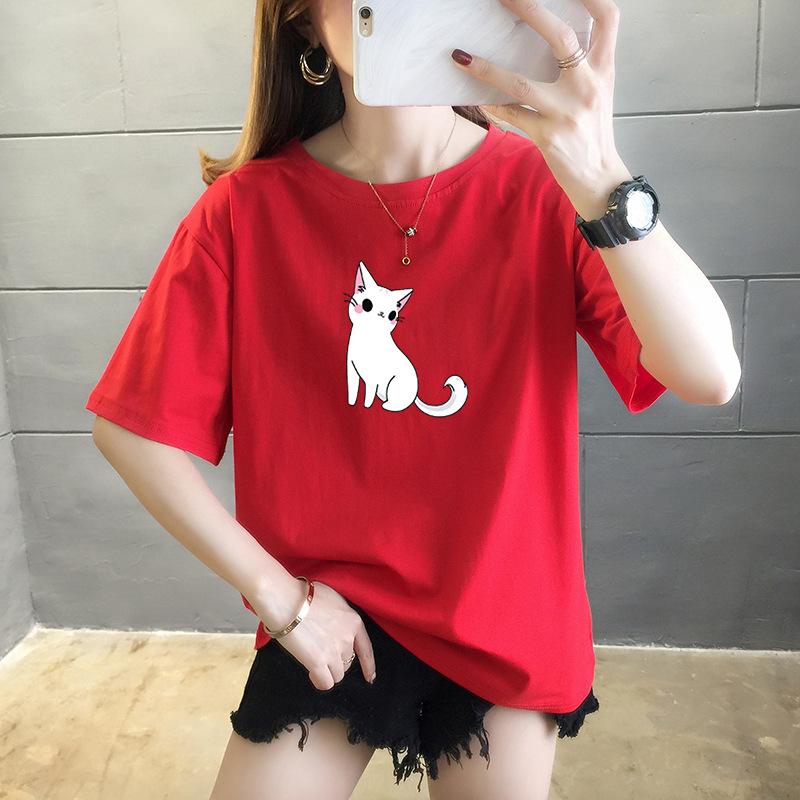 Short-sleeved T-shirt Women's Summer Student Casual Cartoon Blouse Fashion Round Neck Women's Clothing