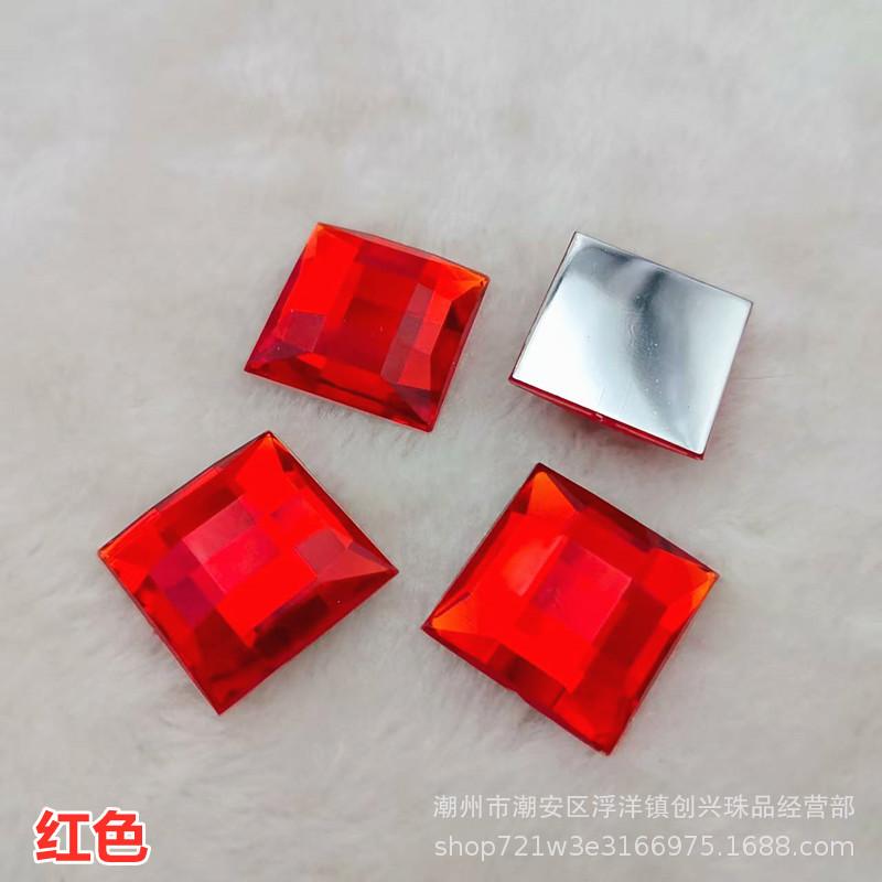 Acrylic Colored Square Mesh Flatback Rhinestones 25x25mm Decorative Stick-on Gems