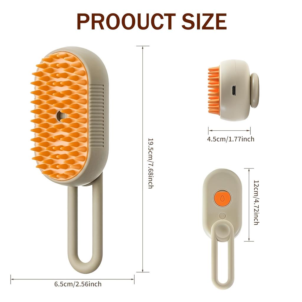 1pc Cat Dog Pet Spray Massage Brush 3 In 1 One Button Steam Spray Folding Rotatable Floating Hair Bath Hair Removal Brush Comb