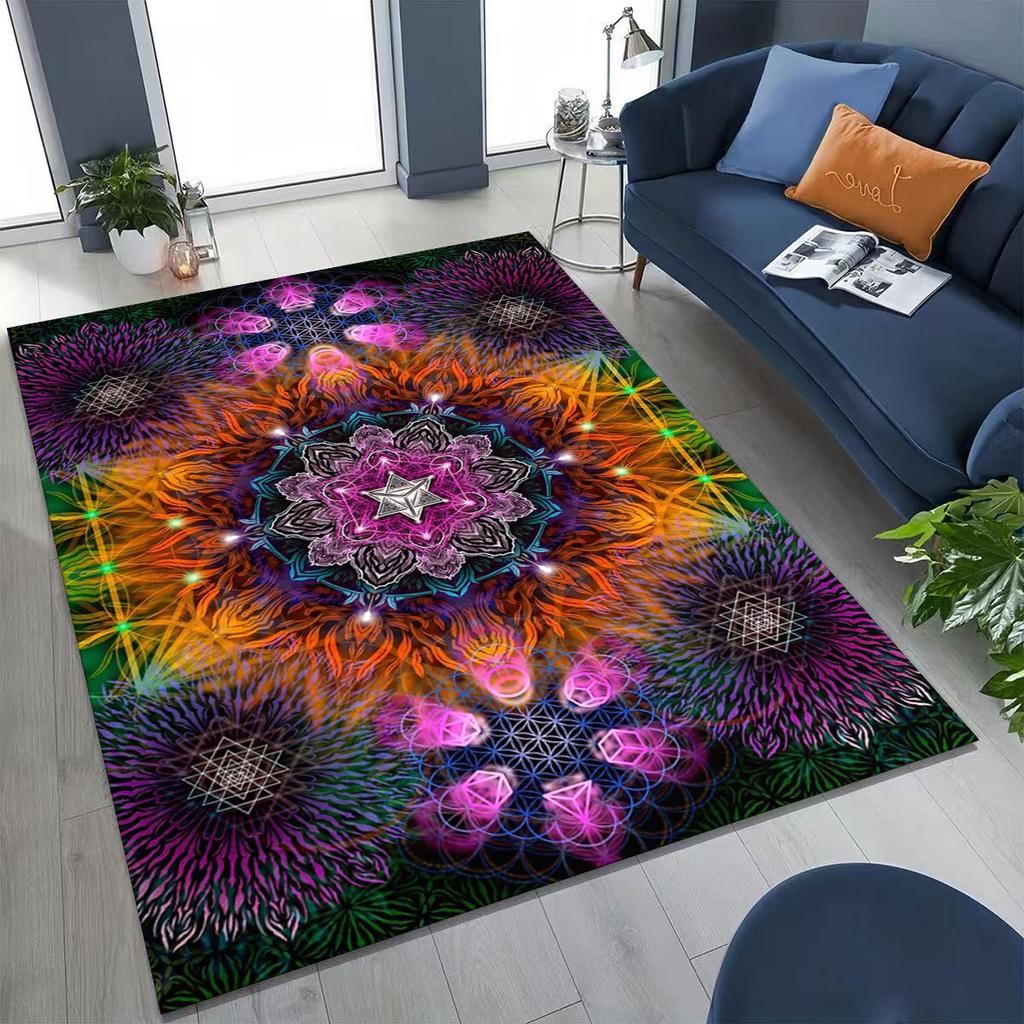 Bohemia Yoga Chakra Mandala Spirit Meditation Rug for Bedroom Living Room Sofa Home Doormat Decor,Large Kids Non-slip Floor Mat