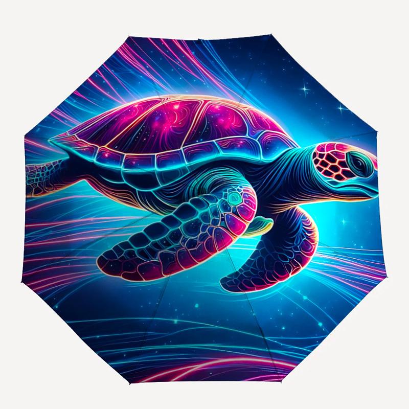 

1PC Neon Turtle Automatic Open/close, All-Season Portable Folding Umbrella for Women & Men yy250919161