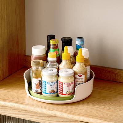 Large-Opening Rotating Kitchen Condiment Storage Tray Countertop Shelf Multi-Functional Seasoning Storage Tray for Cosmetics
