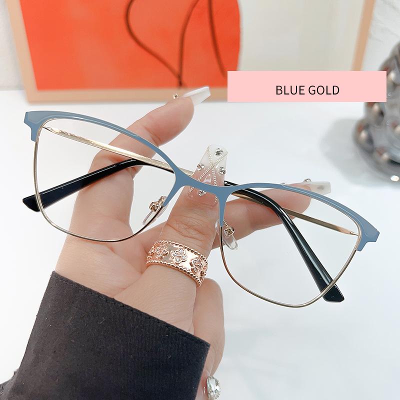 Anti-Blue Light Glasses Metal Cat Eye Eyewear Women Men High Quality Eyeglasses Blue Light Blocking Man Lady Computer Eyeglas