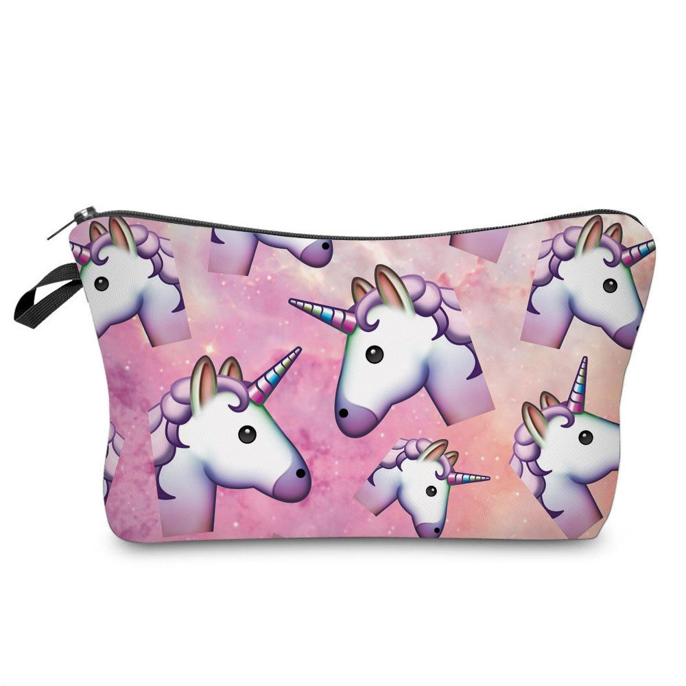 Women Unicorn Print Cosmetic Bag Toiletries Organize Travel Storage Case 6365 KTB