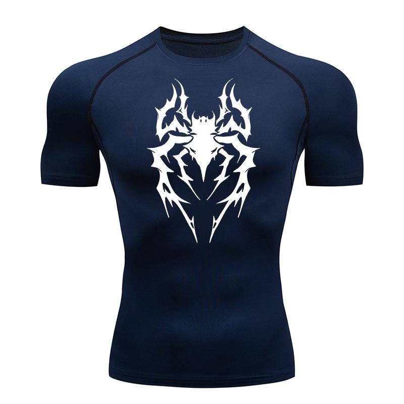 Spider Graphic Compression Shirts for Men Gym Workout Athletic Quick Dry Tshirts Tops Training Running Undershirts Rash Guard