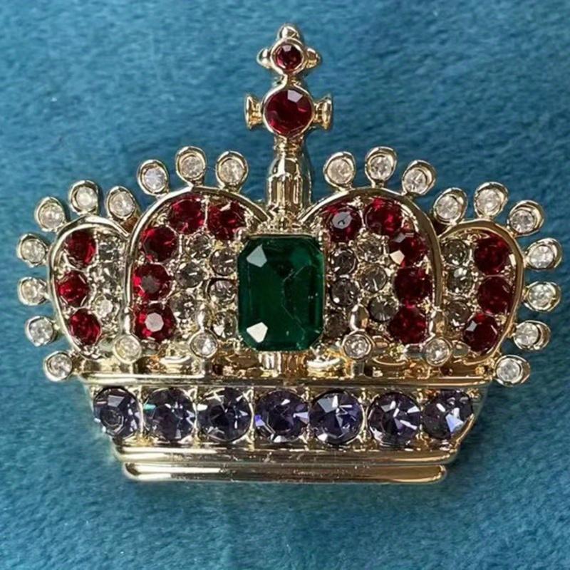 Damen Herren Palaststil Krone Kristall Abzeichen Anstecker Unisex Mittleres Design Exquisite Vintage Diadem Party Broschen Schmuck